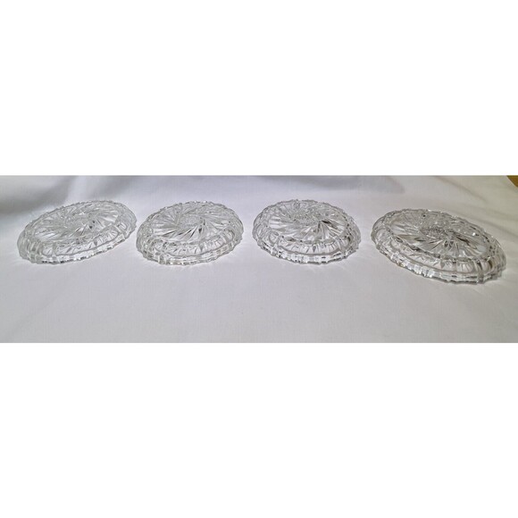VTG Crystal Bohemia Pinwheel Czechoslovakia Brunswick Star 4 Set Glass Coasters - Picture 8 of 13